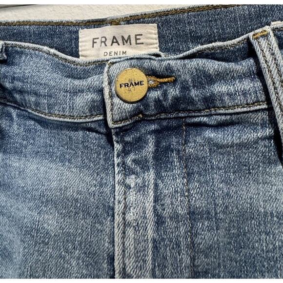 FRAME Le High Straight Jeans Women’s Size 30 High Rise Wash Denim Crop Zip READ - Picture 6 of 9